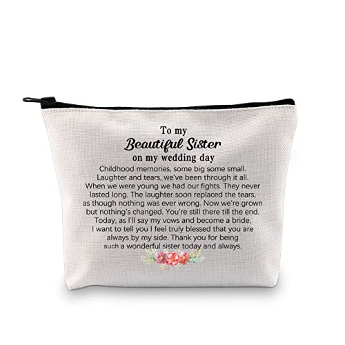 Sister Makeup Bag Sister of The Bride Gifts From Bride Sister Wedding Gift from Bride Thank You Sister Zipper Pouch (To my Beautiful Sister)