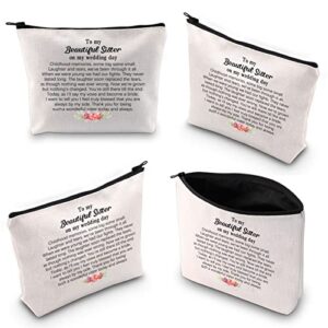 Sister Makeup Bag Sister of The Bride Gifts From Bride Sister Wedding Gift from Bride Thank You Sister Zipper Pouch (To my Beautiful Sister)