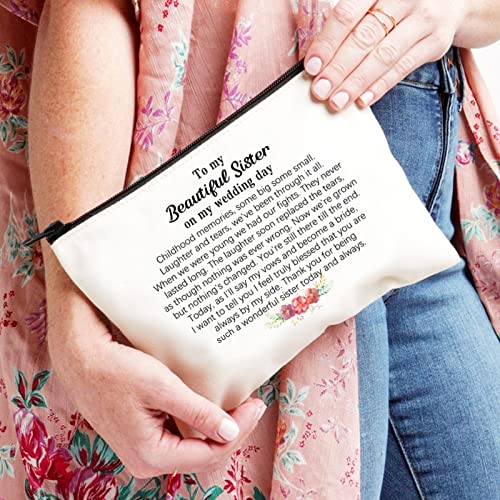 Sister Makeup Bag Sister of The Bride Gifts From Bride Sister Wedding Gift from Bride Thank You Sister Zipper Pouch (To my Beautiful Sister)