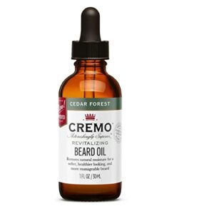 cremo beard oil, revitalizing cedar forest, 1 fl oz – restore natural moisture and soften your beard to help relieve beard itch