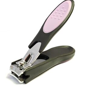 nail clipper with comfort grip nail catcher – chrome plated toenails clippers nail cutter catches clippings sharp sturdy trimmer stainless steel for men and women