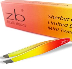 zizzili basics mini slant tweezers – best tweezers for eyebrow, facial hair removal and your precision needs (sherbet)