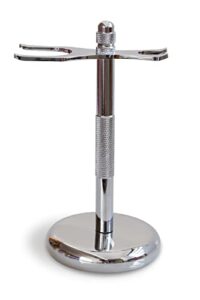 bevel safety razor & shaving brush display stand with non slip base, dual shave stand designed to prevent water damage, improve hygiene and protect shaving kit