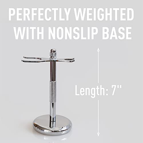 Bevel Safety Razor & Shaving Brush Display Stand with Non Slip Base, Dual Shave Stand Designed to Prevent Water Damage, Improve Hygiene and Protect Shaving Kit