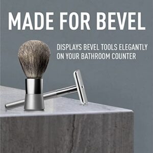 Bevel Safety Razor & Shaving Brush Display Stand with Non Slip Base, Dual Shave Stand Designed to Prevent Water Damage, Improve Hygiene and Protect Shaving Kit