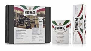 proraso sensitive skin shaving kit for men | gift box with shaving cream & after shave balm with oatmeal & green tea extract