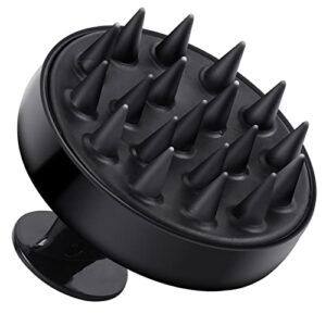 hair shampoo brush, scalp massager shampoo brush, soft silicone scalp scrubber brush for dandruff removal and hair growth, scalp care hair brush for all hair types(black)