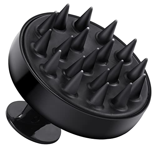 Hair Shampoo Brush, Scalp Massager Shampoo Brush, Soft Silicone Scalp Scrubber Brush for Dandruff Removal and Hair Growth, Scalp Care Hair Brush for All Hair Types(Black)