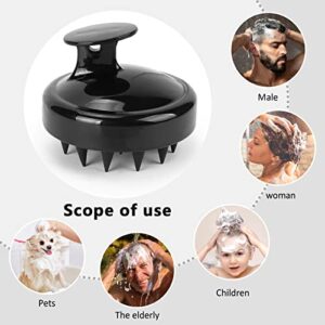 Hair Shampoo Brush, Scalp Massager Shampoo Brush, Soft Silicone Scalp Scrubber Brush for Dandruff Removal and Hair Growth, Scalp Care Hair Brush for All Hair Types(Black)