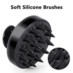 Hair Shampoo Brush, Scalp Massager Shampoo Brush, Soft Silicone Scalp Scrubber Brush for Dandruff Removal and Hair Growth, Scalp Care Hair Brush for All Hair Types(Black)