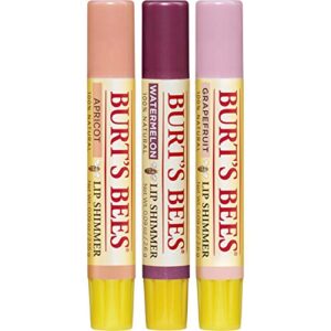 Burt's Bees Kissable Color Holiday Gift Set, 3 Lip Shimmers in Gift Box - Cool Collection in Watermelon, Apricot and Grapefruit