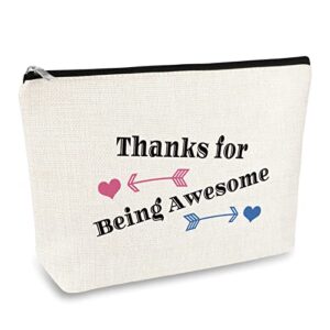 thank you gifts for women makeup bag thank you for being awesome appreciation christmas graduation birthday gifts for her friends mom sister cosmetic bag inspirational gifts coworker gifts boss gifts