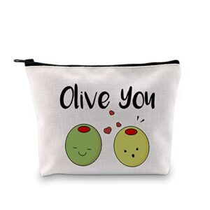 vamsii olive you makeup bag funny olive gift i love you gifts olive lovers gifts anniversary romantic gifts olive pun gifts (makeup bag)