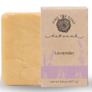 Debreah Lavender Pine Tar Bar Soap for Men and Women, Handmade, Vegan, Cold Process, Face And Body Soap, Lavender smell