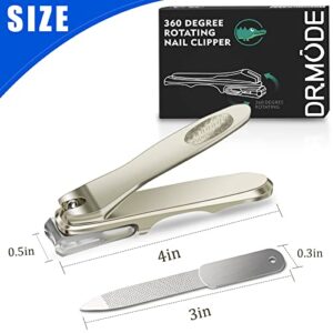 DR. MODE Nail Clippers Easy Grip 360 Degree Rotary Toenail Clippers for Men,Stainless Steel Long Handle Fingernail Clippers Sharp Blade Nail Cutters Trimmer with Nail File