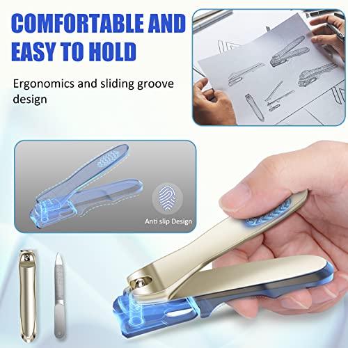 DR. MODE Nail Clippers Easy Grip 360 Degree Rotary Toenail Clippers for Men,Stainless Steel Long Handle Fingernail Clippers Sharp Blade Nail Cutters Trimmer with Nail File