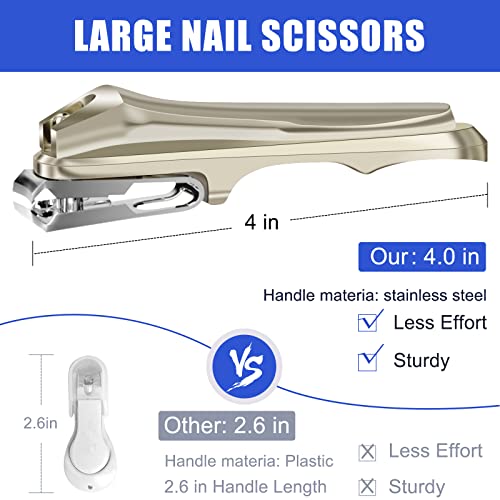 DR. MODE Nail Clippers Easy Grip 360 Degree Rotary Toenail Clippers for Men,Stainless Steel Long Handle Fingernail Clippers Sharp Blade Nail Cutters Trimmer with Nail File