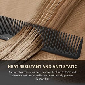 Hair Cutting Comb - Professional 8.75” Black Carbon Fiber Anti Static Chemical And Heat Resistant Hair Combs For All Hair Types For Men and Women - By Bardeau Essentials