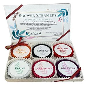 natural shower steamers – 6pc variety pack handmade in usa bath bombs w/ pure essential oils to relax, moisturize for spa day, self care – for men, women, moms, pampering gifts for her