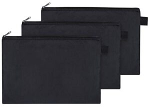 sun life style zipper bag – set of 3 – carry all pouch to organize travel toiletries pens cosmetics (9.5 x 6.5, black)