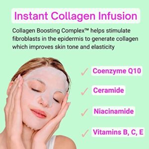 ParadiseGal 10 Face Masks Korean Skin Care - Soothing Collagen Infuser with Rice, Coenzyme Q10, Niacinamide, Ceramide | Best face mask skin care for all skin types (Soothing)