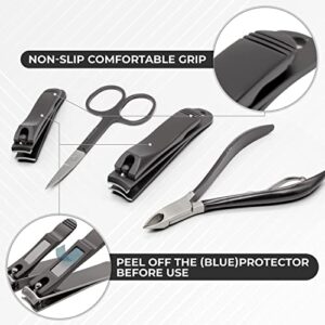 ASH ISLAND Nail Clippers Set - Gray Stainless 12 in 1 For Men And Women Manicure Pedicure Travel Kit Luxury Nail File Sharp Nail Scissors Fingernails Toenails with Portable Stylish Case