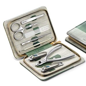 mr.green manicure sets pedicure kits stainless steel nail clipper personal care tools with pu leather case ( green)