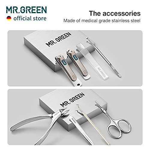 MR.GREEN Manicure Sets Pedicure Kits Stainless Steel Nail Clipper Personal Care Tools with PU Leather Case ( Green)