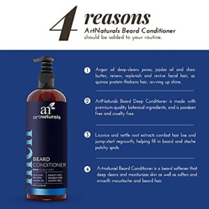 Artnaturals Natural Beard Deep Conditioner - (8 Fl Oz / 236ml) - Infused with Aloe Vera, Tea Tree and Jojoba Oil