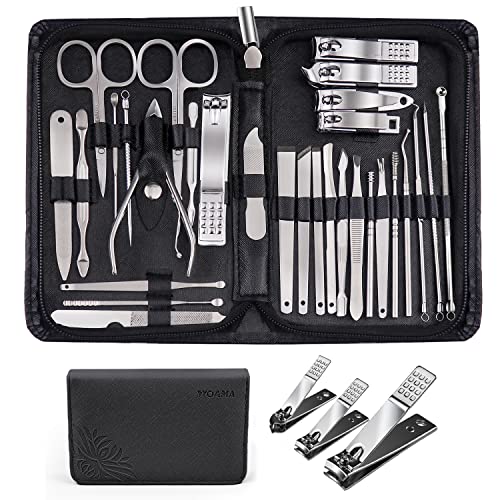 WOAMA Manicure Set 30 In 1 Nail Clipper Set Nail Kit For Women Men Stainless Steel Manicure Kit Professional with Travel Case