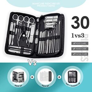 WOAMA Manicure Set 30 In 1 Nail Clipper Set Nail Kit For Women Men Stainless Steel Manicure Kit Professional with Travel Case