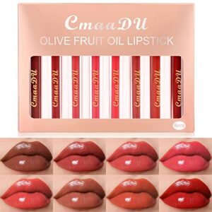 8pcs butter chocolate brown colored lip gloss set coral red glossy liquid lipstick set kits for women long lasting,adult lip gloss clear transparent and pink shany small lip glosses sets magic color