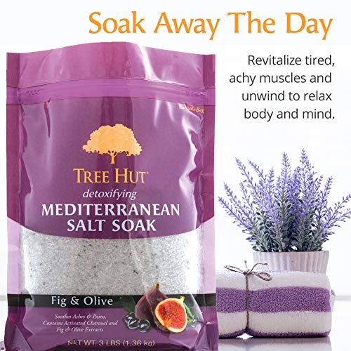 Tree Hut Detoxifying Mediterranean Salt Soak Fig & Olive, 3Ibs, Ultra Hydrating Epsom for Nourishing Essential Body Care