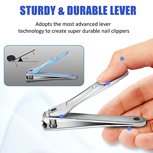 Nail Clippers Set for Fingernail Toenail - DR. MODE Large & Small 2 Pack Professional Stainless Steel Toe Nail Cutter, Sharp Travel Finger Nail Clippers Kit with Case Gifts for Him Men Women