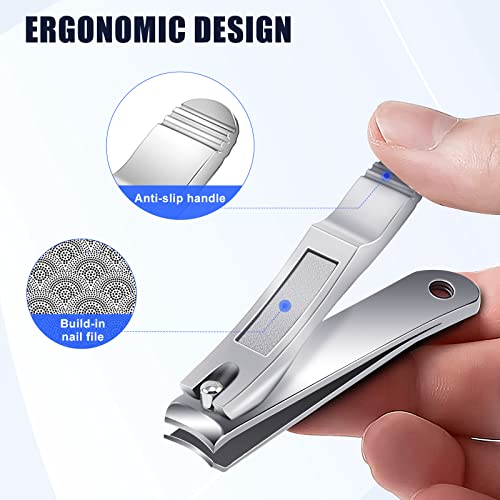 Nail Clippers Set for Fingernail Toenail - DR. MODE Large & Small 2 Pack Professional Stainless Steel Toe Nail Cutter, Sharp Travel Finger Nail Clippers Kit with Case Gifts for Him Men Women