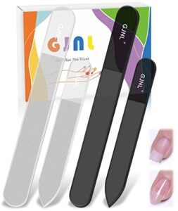2pcs glass nail files & 2pcs nano glass files – gifts for women wife professional glass file with case, double sided upgrade glass file for natural nails