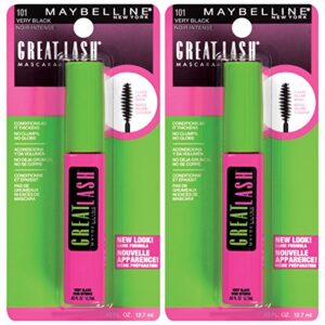 maybelline new york great lash washable mascara, very black (pack of 2)