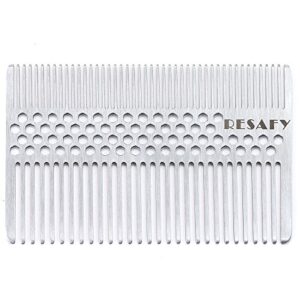 resafy stainless steel hair comb wallet comb credit cart size pocket comb