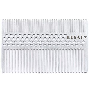 Resafy Stainless Steel Hair Comb Wallet Comb Credit Cart Size Pocket Comb