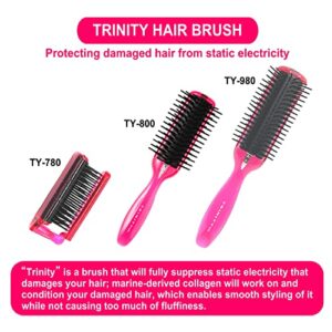 Trinity-Folding Hair Brush, Foldable Anti Static Hair Detangler Brush, Women Travel Size Hair Detangling Brush, Hair Styling Brush for Toiletry Bag Travel Purse Locker Gym