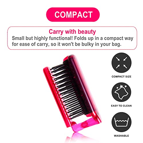 Trinity-Folding Hair Brush, Foldable Anti Static Hair Detangler Brush, Women Travel Size Hair Detangling Brush, Hair Styling Brush for Toiletry Bag Travel Purse Locker Gym