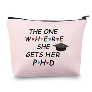 mbmso phd graduation gifts makeup bag the one where she gets her gifts for phd students phd gifts for women doctorate degree gifts cosmetics bag travel pouch (phd bag pink)