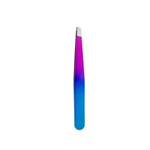 tweezers for eyebrows pointed precision tweezers for eyebrows & ingrown hair removal-blackhead and splinter tweezer with sharp needle nose point… (angled（1pc）, blue-purple)