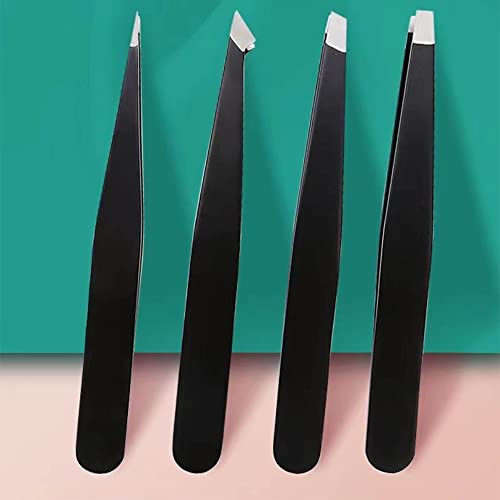 Tweezers for Eyebrows Pointed Precision Tweezers for Eyebrows & Ingrown Hair Removal-Blackhead and Splinter Tweezer with Sharp Needle Nose Point… (Angled（1pc）, Blue-Purple)