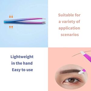 Tweezers for Eyebrows Pointed Precision Tweezers for Eyebrows & Ingrown Hair Removal-Blackhead and Splinter Tweezer with Sharp Needle Nose Point… (Angled（1pc）, Blue-Purple)