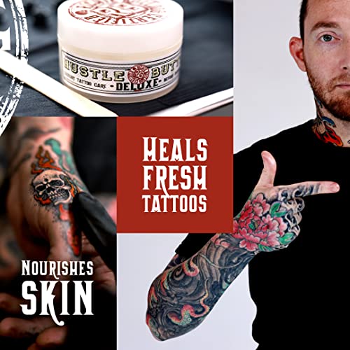 Hustle Butter Tattoo Aftercare 1 fl oz Travel Sized Tattoo Balm, Heals + Protects New Tattoos and Rejuvenates Older Tattoos - 100% Vegan Tattoo Cream No-Petroleum