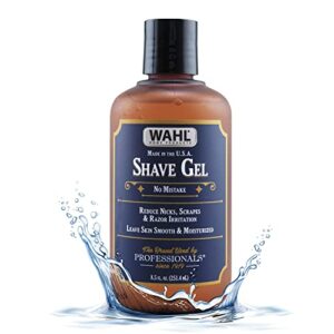 Wahl Shave Gel for a Clean, Close, Comfortable Shave. Easy to See Edging with the Clear Gel, Easily Clean the Razor and Soften Beard and Skin. Reduce Knicks, Scrapes, & Irritation – 8.5 Oz - 805609A