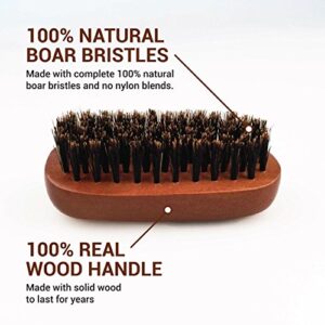 WavEnforcer Boar Bristle Pocket-Size Military Brush, Best Brush for Beards / Pocket / Purse / Travel Size, Medium Firmness