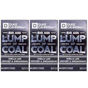 duke cannon supply co. big ass lump of coal soap bar for men holiday edition (bergamot & black pepper scent) multi-pack – superior grade, extra large, paraben-free, all skin types, 10 oz (3 pack)