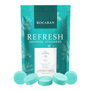 rocaran aromatherapy shower steamers tablets: 15pcs natural shower bombs pack for home spa | stress relief | sinus relaxing | gift set | vapor bath